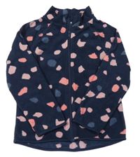 Tmavomodro-růžová vzorovaná fleecová propínací mikina H&M
