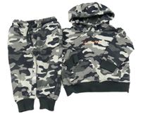 2set - Šedo-černo-bílá army mikina s nápisem a kapucí + tepláky Next