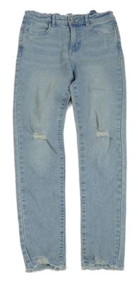 Světlemodré skinny rifle s prošoupáním Sinsay