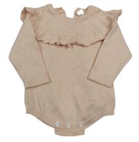 Světlerůžové pletené body s volánkem Shein