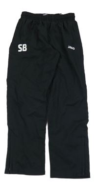 Černé šusťákové sportovní kalhoty s potiskem a logem JAKO