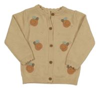 Meruňkový propínací svetr s pomeranči Tu