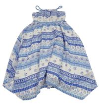 Bílo-modré vzorované šifonové šaty H&M