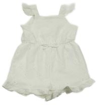 Bílý vzorovaný kraťasový overal s volánky Primark