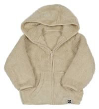Nové - Béžová chlupatá propínací mikina s kapucí Dunnes