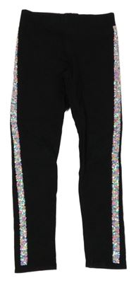 Černé zateplené legíny s pruhy z flitrů H&M