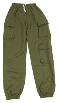 Khaki cargo cuff kalhoty Shein