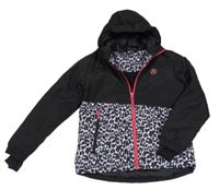 Černo-bílo-šedá šusťáková funkční bunda s leopardím vzorem Crivit