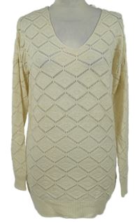 Dámská smetanová vzorovaná ažurová svetrová tunika Vero Moda 