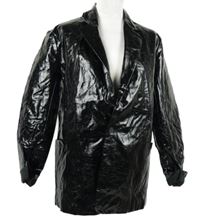 Dámský černý koženkový lesklý kabát Reclamed Vintage 