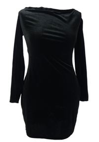Dámské černé sametové šaty s lodičkovým výstřihem Shein 