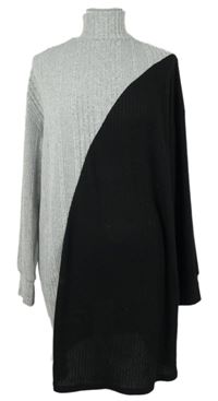 Dámské šedo-černé žebrované úpletové šaty se stojáčkem Shein 