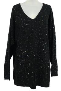 Dámský černý třpytivý svetr s flitry vel. 56