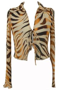 Dámská oranžová vzorovaná plisovaná tylová crop halenka Bershka 