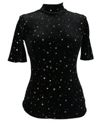 Dámské černé hvězdičkované sametové tričko Loavies 