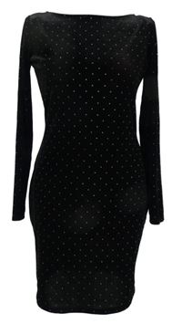 Dámské černé sametové šaty s cvočky Primark 
