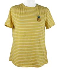 Dámské žluté pruhované tričko s ananasem Shein 