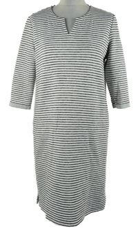 Dámské šedo-bílé pruhované teplákové šaty S. Oliver 