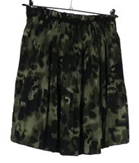 Dámská khaki-černá vzorovaná šifonová plisovaná sukně Yaya 