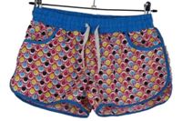 Dámské modro-růžové vzorované plážové kraťasy 