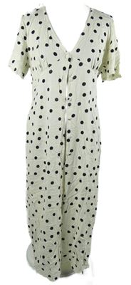 Dámké smetanovo-černé puntíkované košilové šaty Primark 