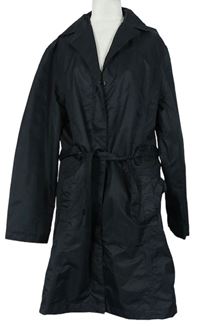 Dámský černý šusťákový jarní kabát s páskem Port Louin 