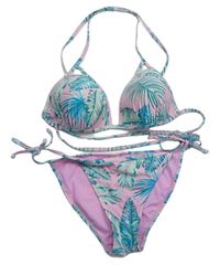 Dámské růžovo-modré vzorované dvoudílné plavky New Look 
