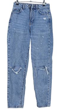 Dámské světlemodré plísňové mom rifle s dírami Denim 