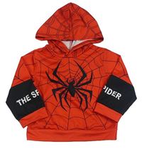 Červeno-černá lehká mikina se Spidermanem a kapucí