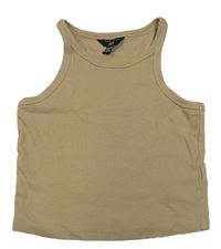 Béžový žebrovaný crop top New Look