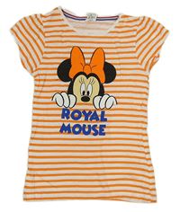 Oranžovo-bílé pruhované tričko s Minnie Disney