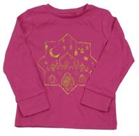 Fuchsiové pyžamové triko s obrázkem Next