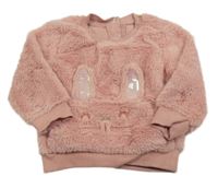 Růžová kožešinová mikina s králíčkem Nutmeg