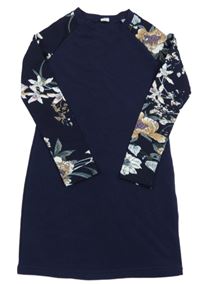 Tmavomodré šaty s kytičkami SHEIN