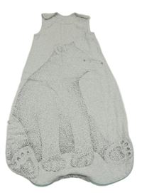 Světlešedý podšitý spací pytel s medvědem