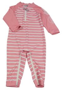 Růžoivo-bílý pruhovaný UV overal 