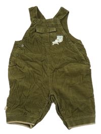 Khaki podšité laclové manšestráky s nášivkami Obaibi