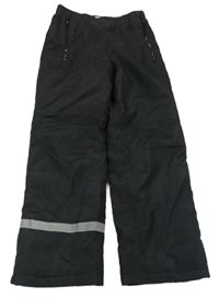 Černé šusťákové zateplené kalhoty s proužkem 