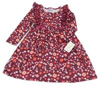 Nové - vínové květinové šaty 