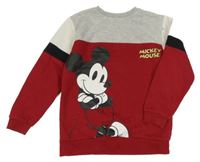 Šedo-červená mikina s Mickey Mousem Disney