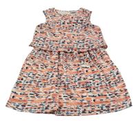Bílo-oranžovo-modré vzorované šaty Name it