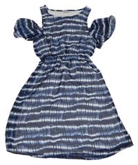 Tmavomodro-bílé vzorované šaty Y.F.K.