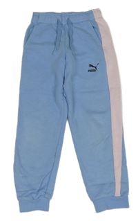 Modro-světlerůžovo-bílé tepláky s logem Puma