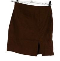 Dámská hnědá manšestrová sukně s rozparkem Shein