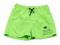 Neonově zelené plážové kraťasy s palmou