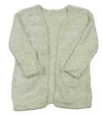 Šedý chlupatý svetrový cardigan H&M
