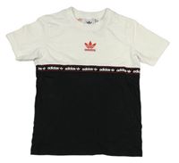Bílo-černé tričko s logy Adidas 