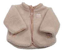Světlerůžová huňatá podšitá bunda s nášivkou H&M