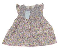 2set - Bílo-barevné květované šaty + kalhotky Jojo Maman Bébé