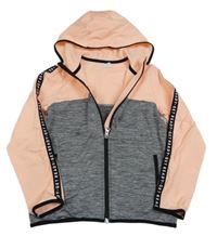 Lososovo-šedá sportovní propínací mikina s kapucí H&M
